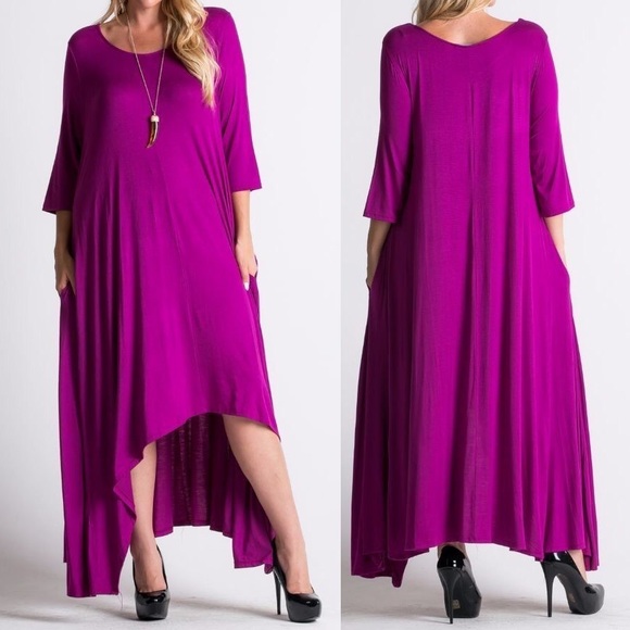 Leoninus Dresses & Skirts - 🏆HOST PICK🏆🇺🇸Loose Fit Magenta Maxi 3/4 Sleeve