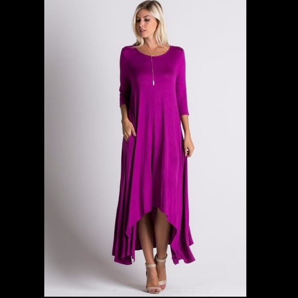 🏆HOST PICK🏆🇺🇸Loose Fit Magenta Maxi 3/4 Sleeve - Picture 2 of 2