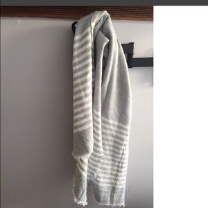 Grey & white striped blanket scarf