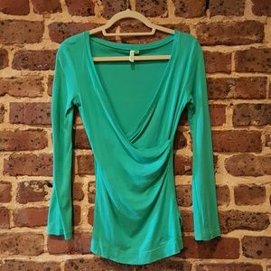 Green Lucy Love Deep V-Neck Top