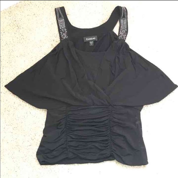 BEBE silky cold shoulder top