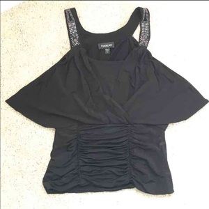 BEBE silky cold shoulder top