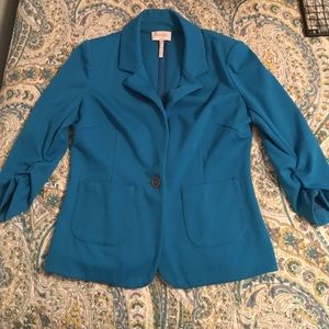 Bright Blue Three-Quarter Sleeve Blazer