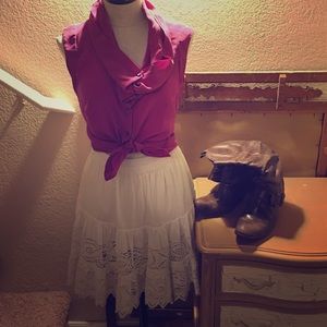 White Lace Broomstick Skirt