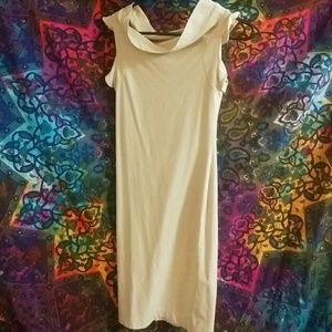 Form-fitting nude/beige tank dress