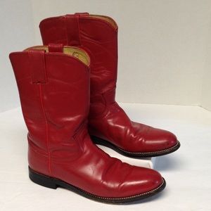 Justin Red Roper Cowgirl Western Boots Size 8.5 B