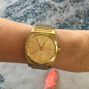 Nixon gold elastic band watch women's