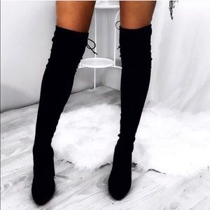 Black Suede Over the Knee Boots