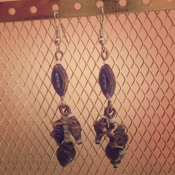 Brass/bronze & beaded earrings