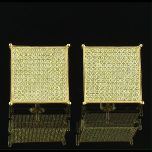 Iced Out Simulated Diamonds 925 Silver Gold Tone