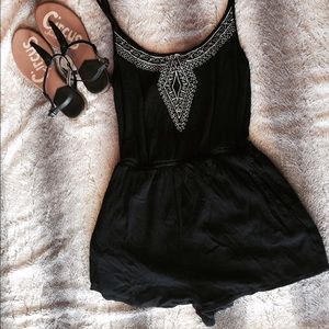 Black spaghetti strap romper