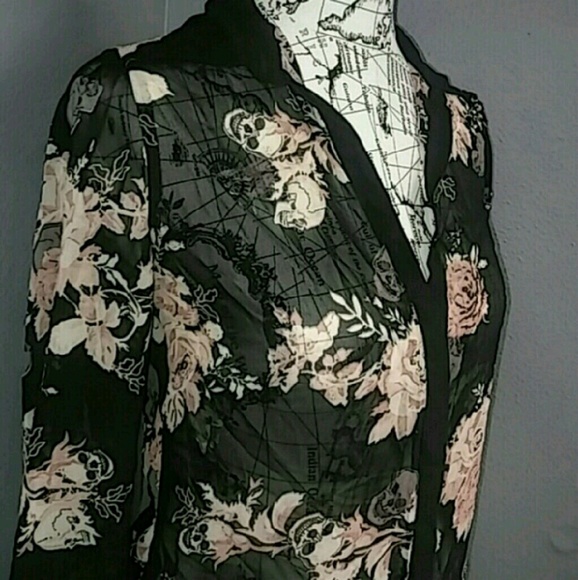 Tops - Skulls & Roses Sheer Blouse