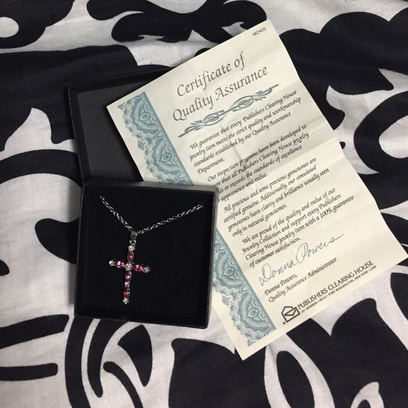 Crystal Pendant Cross with October Birthstone - Picture 1 of 2