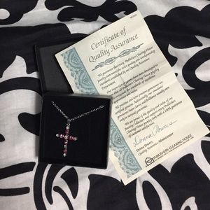 Crystal Pendant Cross with October Birthstone