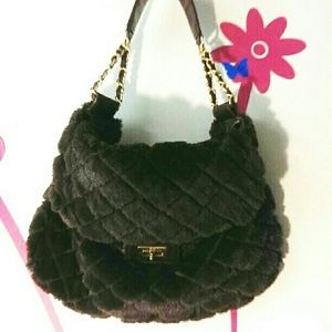 Big Buddha Brown faux fur shoulder bag