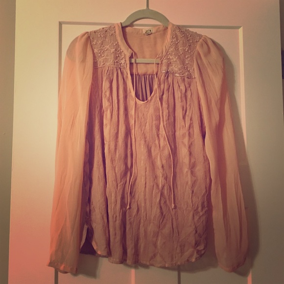 Anthropologie long sleeve pink blouse