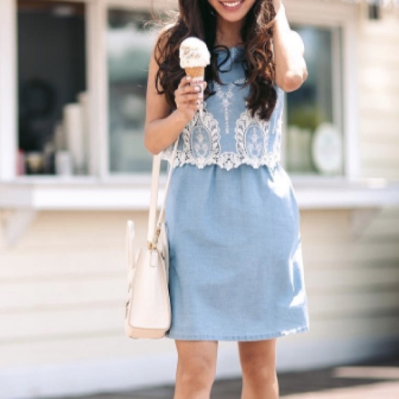 Madewell Dresses & Skirts - Sleeveless Crochet Denim Dress