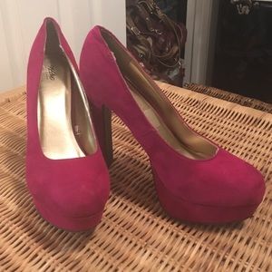 Pink suede platform heels Mossimo
