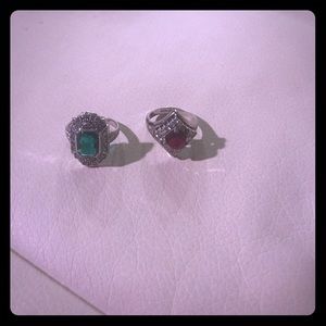 Set of semi precious stone rings