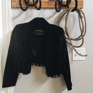 100% suede fringe cropped jacket.