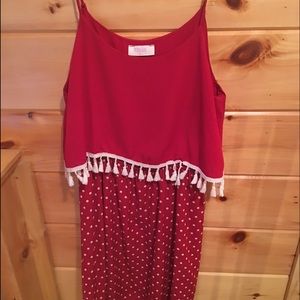 Red poka dot dress
