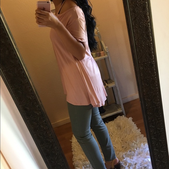 Softest Open Shoulder Marsala V-neck Tunic - Picture 3 of 3