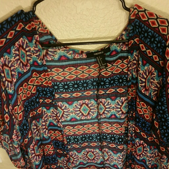 Tribal print short sleeve cardigan