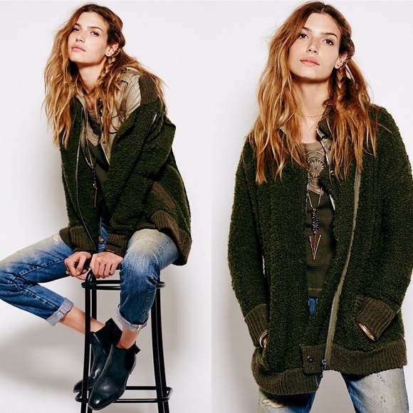 Free People "Cuddle Up" Boucle Sweater Jacket