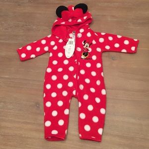 Minnie Mouse fleece onesie.
