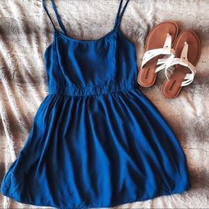 Blue backless mini dress