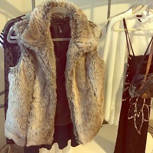 Investments Faux Fur and Leather vest