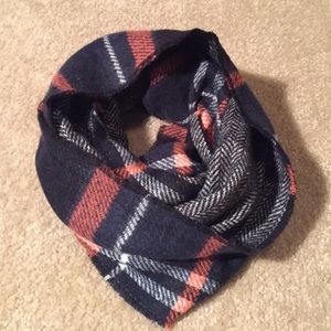 Reversible Plaid and Herringbone Infinity Scarf