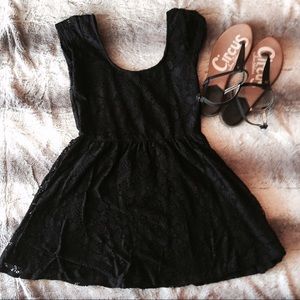 Black all lace mini dress