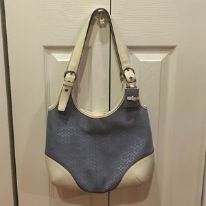 Authentic Coach bag with leather trim & keychain