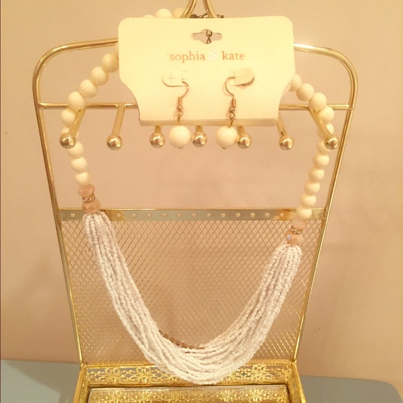 Beaded statement necklace and earring set
