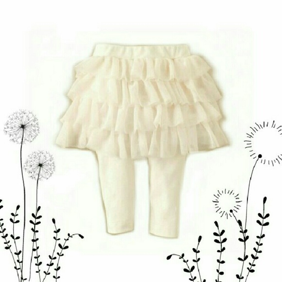 Ivory Tiered Tutu Leggings - Picture 1 of 3