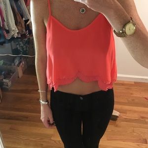 Scalloped And Beaded Crop Top