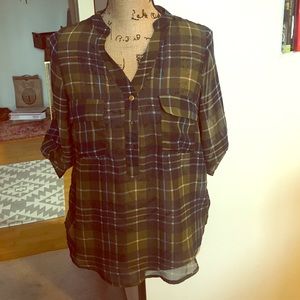 Sheer plaid tunic
