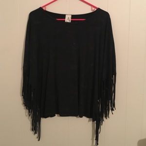Distressed fringe  shirt