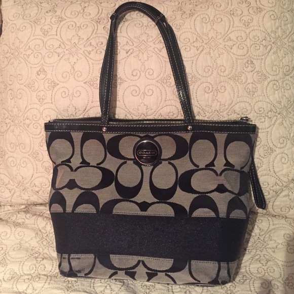 Black and grey Coach small tote