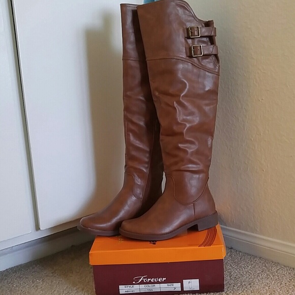 Tan knee high boots