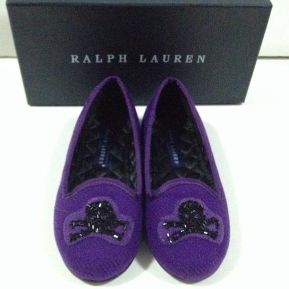 Ralph Lauren Other - Ralph Lauren Purple Jayde Flat shoes Skull Crossbones Rhinestones 11.5