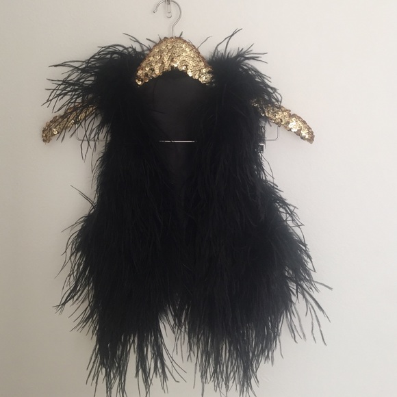 Fine black feather vest - Picture 3 of 4