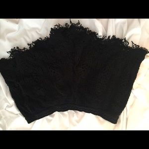 black lace fringe shorts
