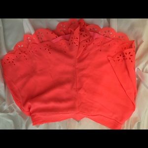 pink scallop shorts