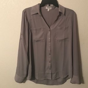 Gray portofino button up blouse