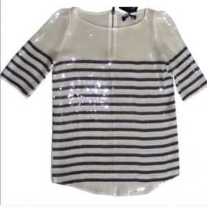 The Kooples Ivory and Black Sequin Blouse Sz S