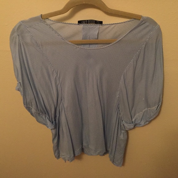 Zara white and blue stripped top