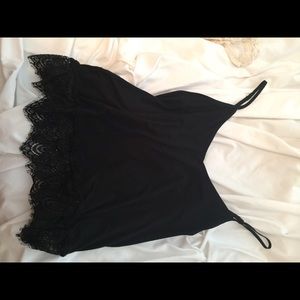 black fringe/lace tank top