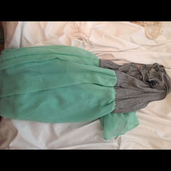 mint green & grey dress